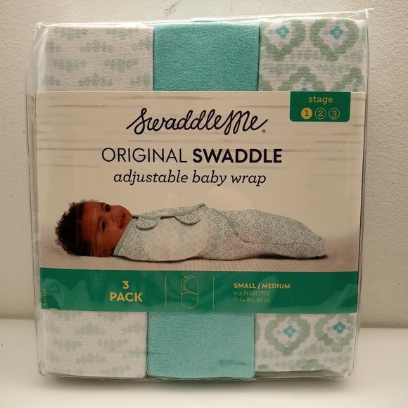 SWADDLEME ORIGINAL UNISEX BABY WRAP SMALL/MEDIUM 3 PACK 0-3 MONTHS 7-14 LBS 26" - Picture 1 of 4